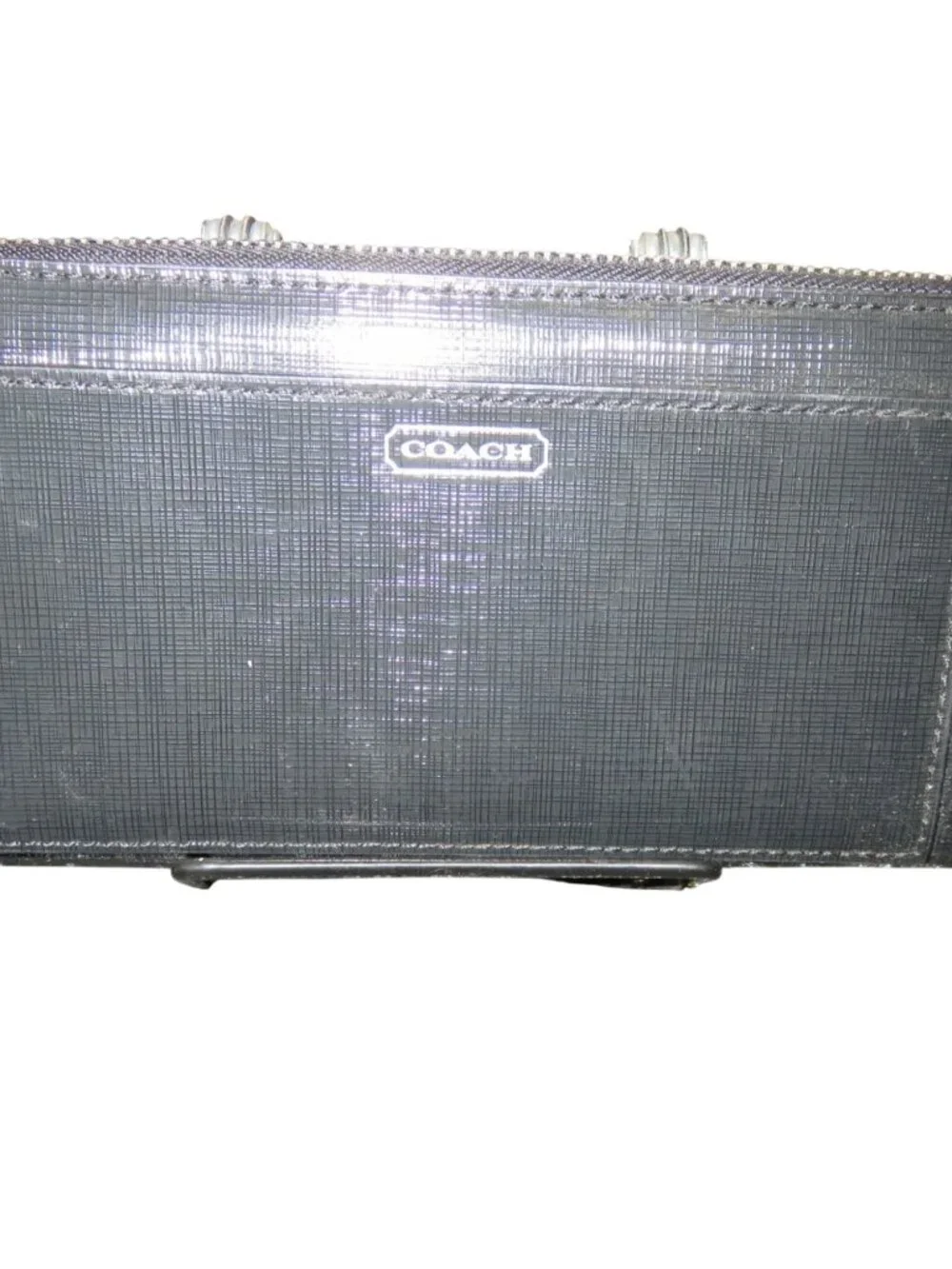 COACH Darcy Black Leather Accordian Full Zip Continental Long Wallet